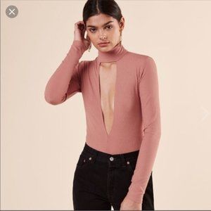 Reformation Pink Bodysuit Long Sleeve M